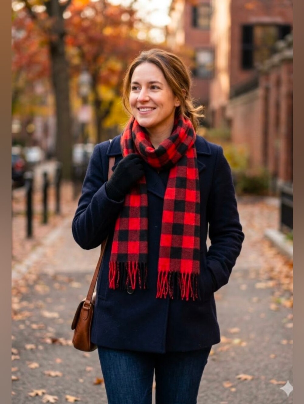 Red Buffalo Plaid Thin Fleece Scarf With Fringe